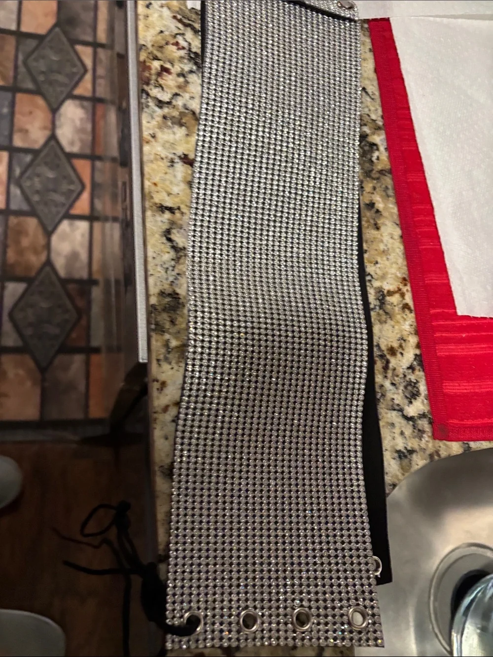 Men's Silver Crystal Mesh Belt - Unbranded Fashion Accessory